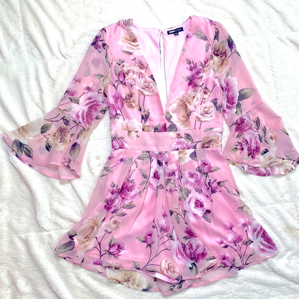 Pink Floral Romper